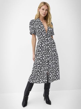 Icone Womens Notch collar belted midi dress