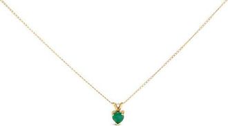 House of Brilliance 14K Gold 5X5 MM Heart Shaped Gemstone Solitaire Pendant Necklace in Green Emerald | Yellow at Nordstrom