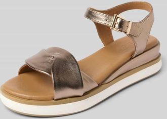 Inuovo Sandalette aus Leder mit glatter Sohle in Metallic Braun, Größe 37