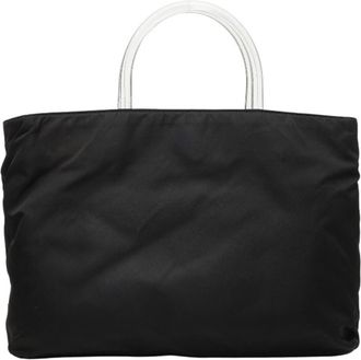 Prada Black Nylon Plastic Handbag Tote Bag (Pre-Owned)