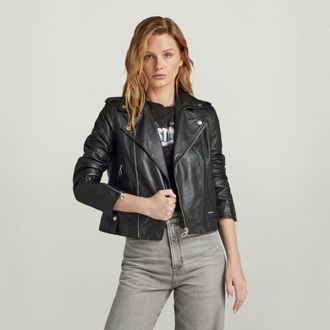 G-Star Leather Biker Jack - Zwart - Dames