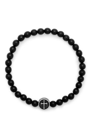 Brook & York Mens Black Agate Bead Bracelet at Nordstrom
