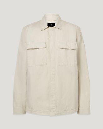 Belstaff Camisa Maritime Para Hombre Lino De Algod&oacute;n Te&ntilde;ido En Prenda Gris Abedul 2xl