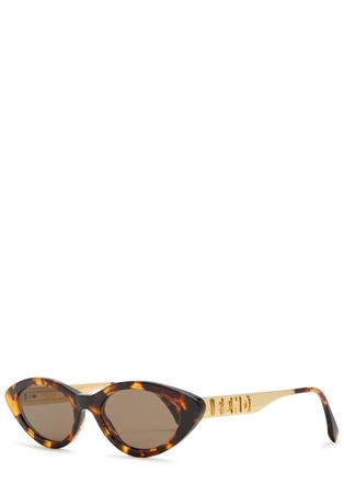 Fendi Fendigraphy Narrow Cat-eye Sunglasses - Brown Havana - One Size