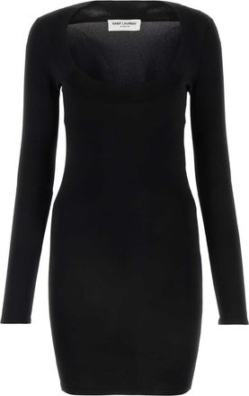 Saint Laurent Black Stretch Viscose Blend Dress