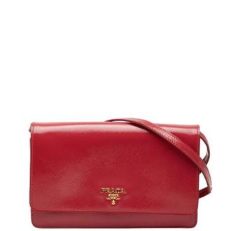 Prada Pre-owned Cross Body Bags, female, Red, Size: ONE SIZE Pre-owned Saffiano Shoulder Bag