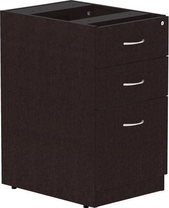Lorell Essentials Series Box/Box/File Fixed File Cabinet - 16 x 22 x 28.3 Pedestal - Finish: Espresso, Silver Brush
