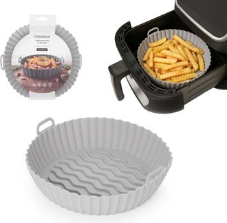 KASANOVA Teglia tonda 21 cm silicone per friggitrice ad aria grigia