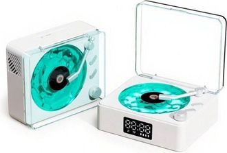 OEM Tocadiscos Con Luz Ambiental - Altavoz Bluetooth - Nuevo Altavoz Port&aacute;til Retro Para Vinilos (2025) - Luz Ajustable Y Temporizador - Ideal Para Dormit