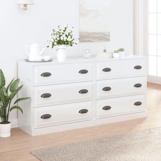 vidaXL Vidaxl - Aparadores 2 Uds Madera Contrachapada Blanco Brillo
