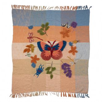 Creative Co-op Tufted & Embroidered Butterfly & Insect Woven Throw Blanket - 60 X 50 In Multi