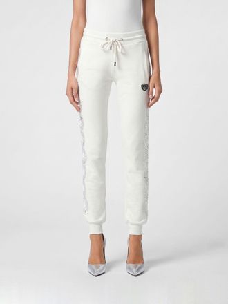 Philipp Plein Pantaloni jogging in jersey con ricami di strass e coulisse in vita
