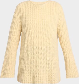 The Row Mirr Bell-Sleeve Cashmere Rib Sweater