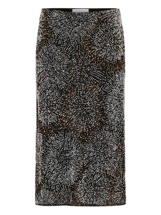 Paco Rabanne crepe embroidered pearl skirt - Black