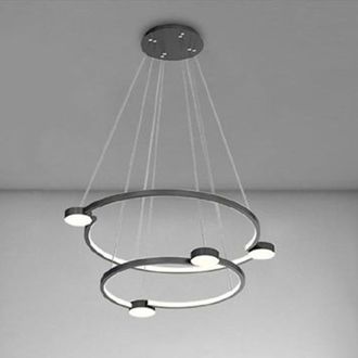 Trade Shop Trade Shop Traesio - Trade Shop - Led 60w 2 Cerchi Con Telecomando Design Modern Nero 71125