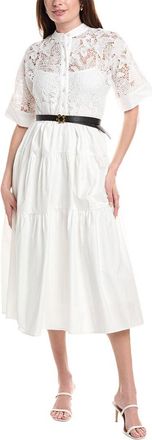 Gracia Button Front Buckle Belt Maxi Dress