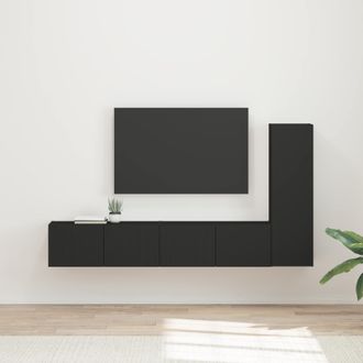 vidaXL Conjunto De Mueble De Tv 3 Uds. Negro Madera De Ingenier&iacute;a Vidaxl
