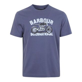 Barbour T-Shirts, male, Blue, Size: XL Ribbed Crew Neck T-shirt
