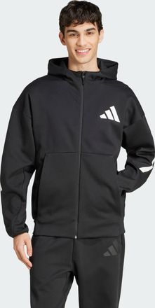 adidas Mens Z.N.E. Full-Zip Hooded Track Jacket - Black/White Recycled Material - Size X-Small