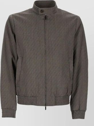 Emporio Armani stand collar textured blouson jacket