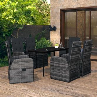 vidaXL Juego De Comedor De Jard&iacute;n 7 Piezas Con Cojines Gris Vidaxl