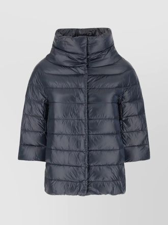 Herno puffer coat with 3/4 sleeves and high collar