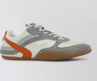 Miu Miu tech fabric suede gymnasium sneakers contrast panels