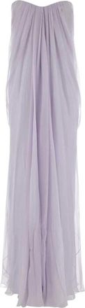 Alexander McQueen Draped Bustier Gown - Dames - Avondkleed - Paars - S - Chiffon - Kleedjes