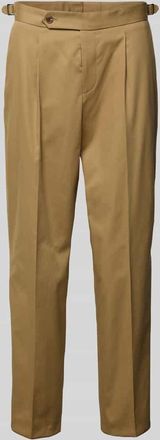HUGO BOSS Tapered Bundfaltenhose aus Baumwoll-Mix Modell PERINO in Beige, Größe 48
