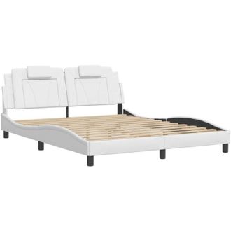 vidaXL Estructura De Cama Con Luces Led Cuero Pe Blanco 160x200 Cm Vidaxl