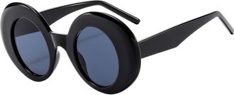 Generic Womens Large Frame Round Sunglasses Mens Outdoor Vacation Sun Glasses(Black)