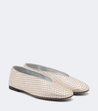 Bottega Veneta Rosa Intrecciato leather ballet flats