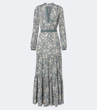Veronica Beard Sama printed tiered silk-blend maxi dress