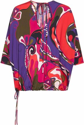 Emilio Pucci Womens Orchidee Print Stretch Viscose Cape Blouse Shirt