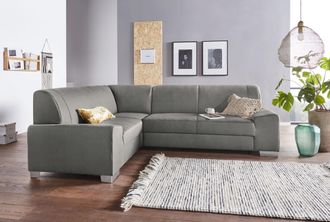 Domo Collection Ecksofa »Anzio in kubischer Formensprache, flache Armlehnen, L-Form« Wahlweise mit Bettfunktion und Federkern für hohen Sitzkomfort