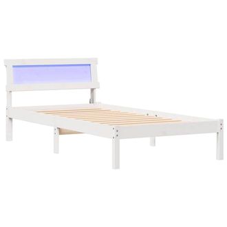 Berkfield Home with LED Strip Lights with Headboard White 90 x 190 cm Solid pine wood