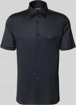 Emporio Armani Regular Fit Freizeithemd aus Lyocell-Mix in Marine, Gr&ouml;&szlig;e XXL