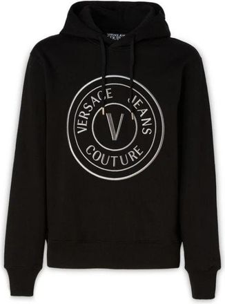 Versace Jeans Couture Zwart Katoenen Hoodie - Heren - Hoodies - Zwart - XL - Katoen - Hoodies & sweatvesten