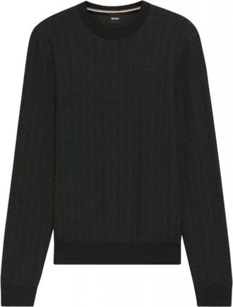 HUGO BOSS H-Habito Knit - Heren - Ronde hals truien - Zwart - XL - Katoen - Truien & Vesten