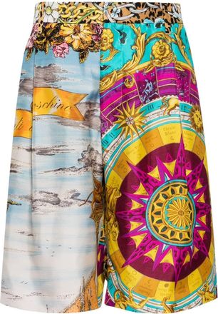 Moschino graphic-print silk shorts - men - Silk/Cotton - 50 - Multicolour