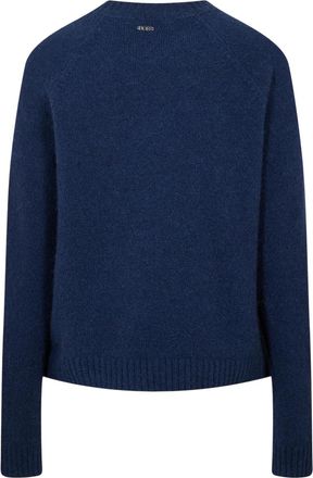 HUGO BOSS Dames-T-shirt met geribde kraag, slank model en lange mouwen (Donkerblauw)