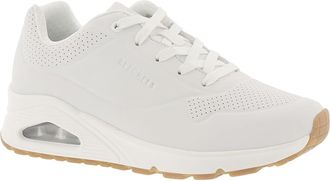 Skechers Womens Uno Stand on Air Sneaker, White With Rubber Sole, 5.5 UK