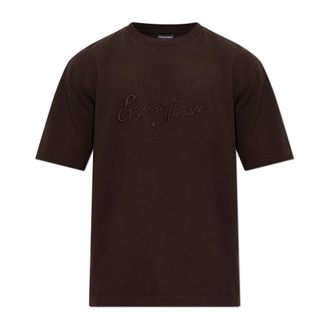 Emporio Armani Logo T-shirt - Heren - T-shirts - Bruin - L - Katoen - Tops