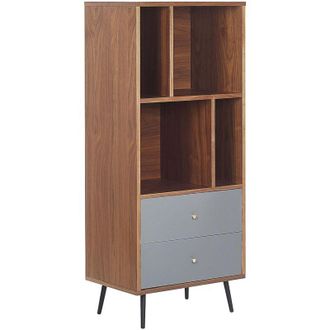 Beliani Libreria moderna Scaffale Cassettiera Noce scuro con Richmond grigio