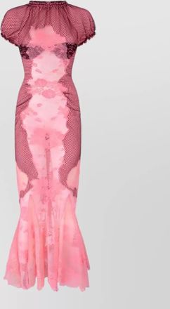 The Attico lace midi dress high neck cap sleeves