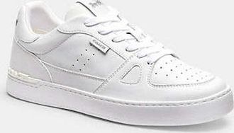 Coach Mens Clip Court Sneaker in White, Size 10.5 | Leather