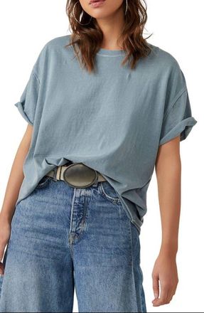 Free People We The Free Nina Crewneck Cotton T-Shirt in Blue Mirage at Nordstrom, Size X-Small
