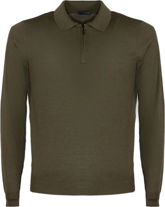 Drumohr Polo shirt van scheerwol - Heren - Polos - Groen - L - Wol - Tops