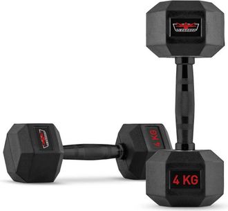 Leonardo Juego De 2 Mancuernas Hexagonales Cross Training De Caucho Y Acero 4kg Goemon