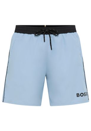 HUGO BOSS Badeshorts BOSS Starfish, Herren, Gr. XL (54), N-Gr, blau (open blau 483), Microfaser, Microfaser, Badehosen Badeshorts, mit Kontraststreifen